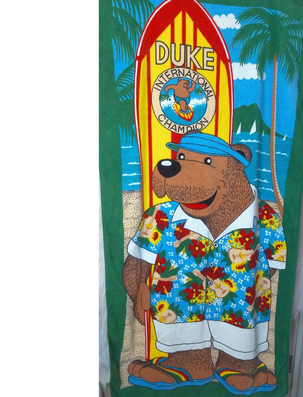 Vintage Seven Seas Duke Surf Bear Cotton Beach Towel